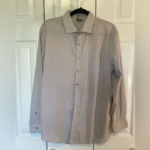 Kenneth Cole Reaction - Men’s Slim Tan /Wht Long Sleeve Dress Shirt -17 32/33
